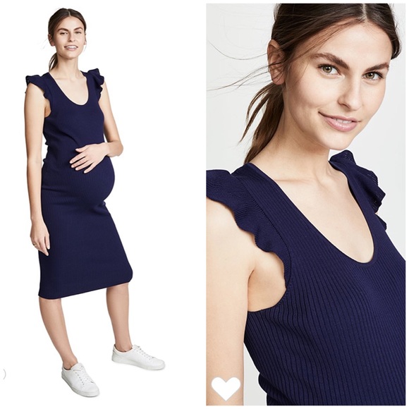 Hatch maternity Chloe ruffle ribbed knit dress - Picture 2 of 7